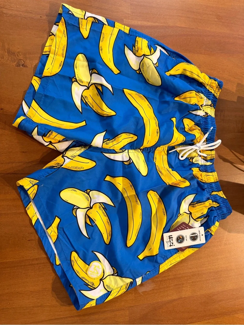 Men’s Blue Banana Print Drawstring Shorts